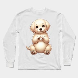 Valentine Labrador Retriever Dog Giving Heart Hand Sign Long Sleeve T-Shirt